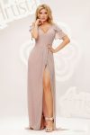 Rochie de ocazie lunga din material fluid cu fir lucios