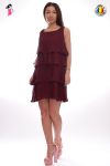 Rochie din voal plisat vaporoasa de culoare bordo