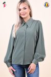 Camasa office/casual de culoare kaki lejera cu umeri usor bufanti