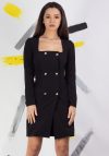 Rochie Moze tip sacou negru prevazut cu doua randuri de nasturi