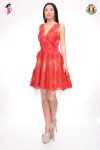 Rochie de ocazie clos din broderie rosie