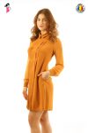 Rochie office LaDonna mustar croita in A cu pense si buzunare