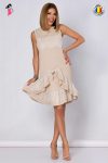 Rochie LaDonna bej cu volane si dantela