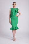 Rochie eleganta verde cu volane