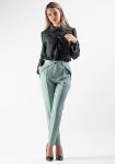 Pantaloni Moze drepti cu buzunare laterale de culoare vernil