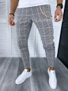 Pantaloni barbati casual regular fit gri in carouri B1703 O2-3.2