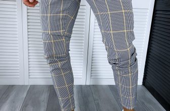 Pantaloni barbati casual regular fit gri in carouri B1703 O2-3.2