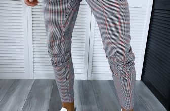 Pantaloni barbati casual regular fit gri in carouri B1910  S2-3 F6-5.1