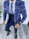 Sacou barbati in carouri slim fit albastru B5311 E 78-2 ~
