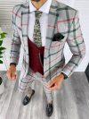 Costum barbati slim fit + Vesta grena B5365 P20-4.3/83-5 e ~