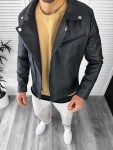 Geaca barbati neagra piele ecologica B7095  58-3