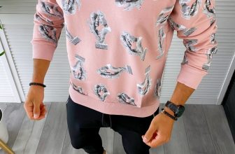 Bluza barbati cu imprimeu roz K410 P19-1.1