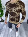 Pulover barbati gros slim fit maro T3623 S3-3