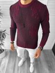 Pulover barbati gros slim fit grena T3636 35-3