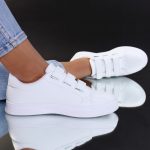 Adidasi piele ecologica albi Sorena