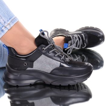 Adidasi piele ecologica negri Georgina