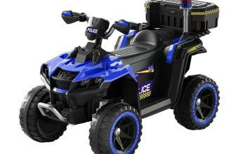 ATV electric pentru copii 3-6 ani, Kinderauto Police, 80W, 12V 7Ah, echipare premium, albastru