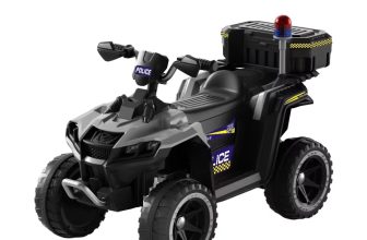 ATV electric pentru copii 3-6 ani, Kinderauto Police, 80W, 12V 7Ah, echipare premium, gri