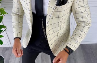 Sacou barbati in carouri slim fit B4991 107-1