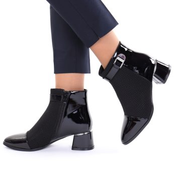 Botine piele ecologica negre Silvana