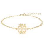 Snowflake – Bratara personalizata argint 925 placat cu aur galben 24K 15 + 3cm cu pandantiv Fulg