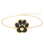 Bruno- Bratara personalizata din argint placat cu aur galben 24K cu talisman labuta