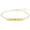Olivia – Bratara personalizata din argint placat cu aur galben 24K tablita