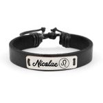 Liam –  Bratara personalizata cu nume si zodie din piele si tablita din argint 925