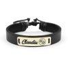 Bratara din piele cu tablita din argint 925 placat cu aur galben 24K personalizata cu nume – Zodia Rac