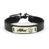 Bratara din piele cu tablita din argint 925 placat cu aur galben 24K personalizata cu nume – Zodia Taur