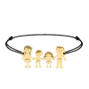 Family – Bratara personalizata snur cu pandantiv din argint placat cu aur galben 24K membrii familiei – 4 membri