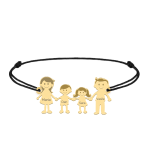 Family – Bratara personalizata snur cu pandantiv din argint placat cu aur galben 24K membrii familiei – 4 membri