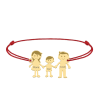 Family – Bratara personalizata snur cu pandantiv din argint placat cu aur galben 24K membrii familiei – 3 membri