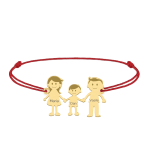 Family – Bratara personalizata snur cu pandantiv din argint placat cu aur galben 24K membrii familiei – 3 membri