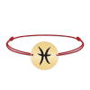 Bratara snur si banut argint 925 placat cu aur galben 24K personalizat cu semn zodiacal Pesti