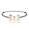 Family – Bratara personalizata snur cu pandantiv din argint placat cu aur roz membrii familiei – 3 membri