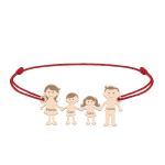 Family – Bratara personalizata snur cu pandantiv din argint placat cu aur roz membrii familiei – 4 membri