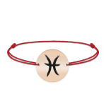 Bratara snur si banut argint 925 placat cu aur roz personalizat cu semn zodiacal Pesti