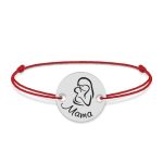 Silvia – Bratara personalizata din snur cu banut din argint 925 Mama si bebe