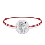 Sisters- Bratara snur personalizata cu banut din argint 925 pentru surori