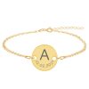 Lia – Bratara din argint 925 placat cu aur galben 24K personalizata cu initiala si data –  banut