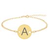 Lara – Bratara din argint 925 placat cu aur galben 24K personalizata cu initiala –  banut