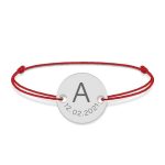 Lia – Bratara snur personalizata cu banut argint 925 cu initiala si data