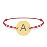 Lara – Bratara snur personalizata cu banut argint 925 placata cu aur galben 24K cu initiala