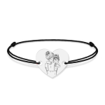 Mom – Bratara personalizata din argint 925 cu snur „Te iubesc mami” – inimioara