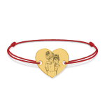 Mom – Bratara personalizata din argint placat cu aur 24K cu snur „Te iubesc mami” – inimioara