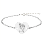 Mom – Bratara personalizata din argint „Te iubesc mami” inimioara / banut