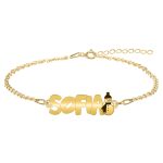 Snowman – Bratara pentru copii din argint 925 placat cu aur galben 24K personalizata cu nume