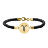 Bratara Premium din piele impletita si banut argint 925 placat cu aur galben 24K personalizat cu zodiac – Berbec
