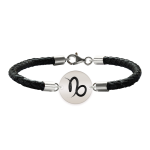 Bratara Premium din piele impletita si banut argint 925 personalizat cu zodia Capricorn